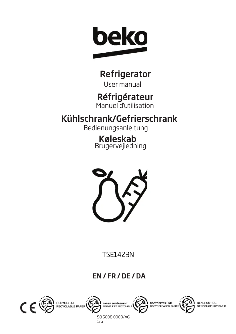 Page 1 of the manual User Manual Beko TSE1423N
