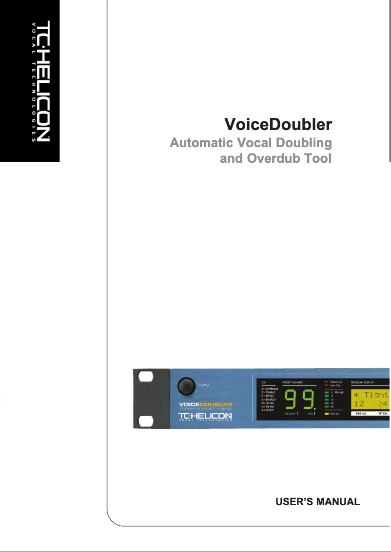 Page 1 of the manual User Manual TC Helicon VoiceDoubler