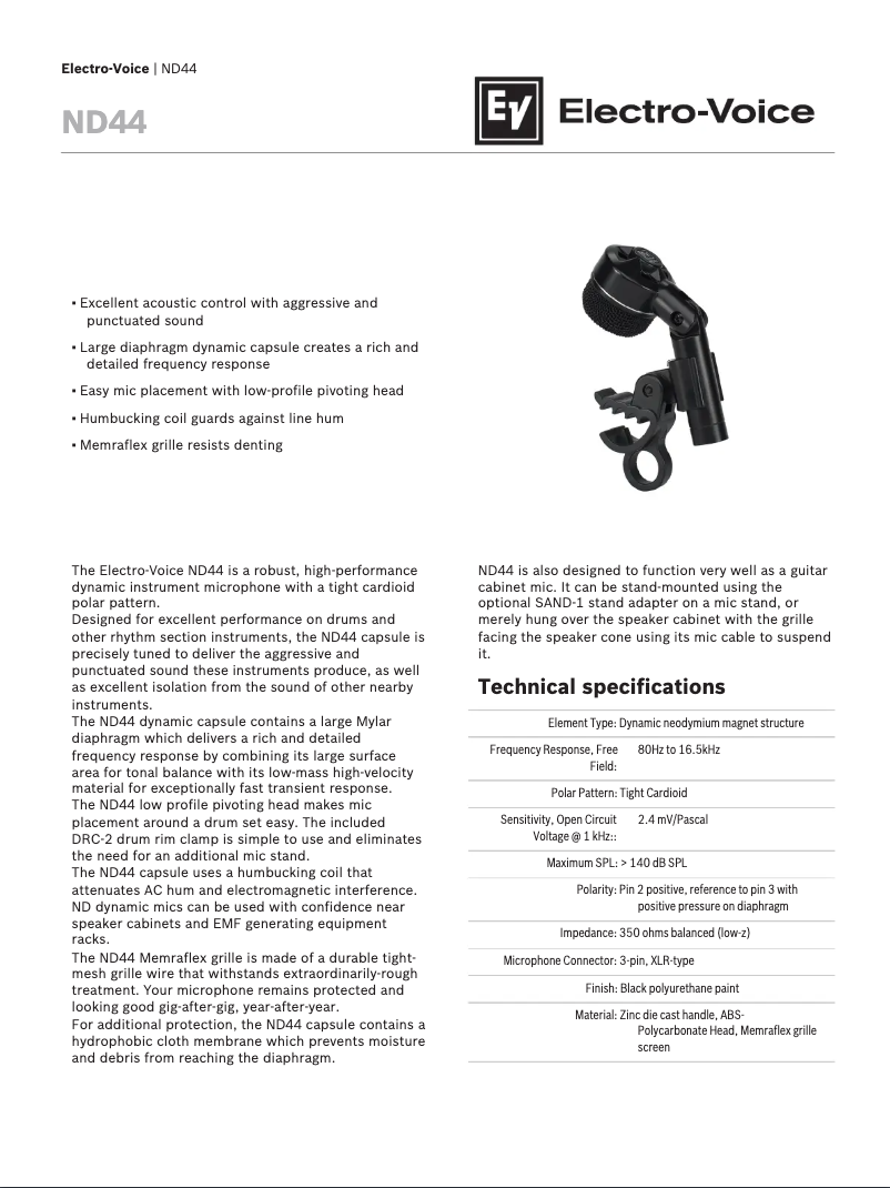 First page image of the manual for ND44