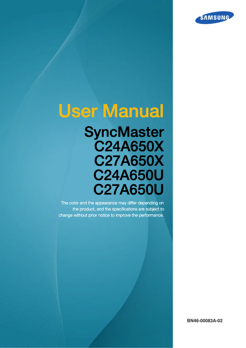 Page 1 of the manual User Manual Samsung SyncMaster C27A650X