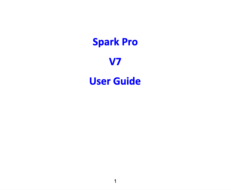 First page image of the manual for Spark Pro