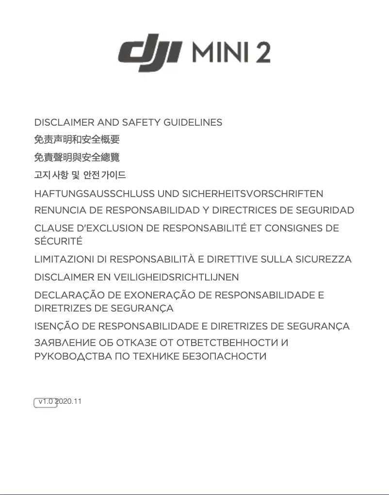 First page image of the manual for Mini 2