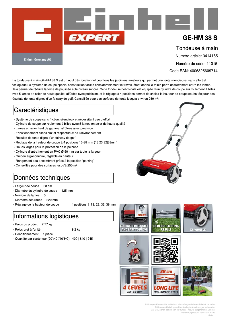 First page image of the manual for GE-HM 38 S