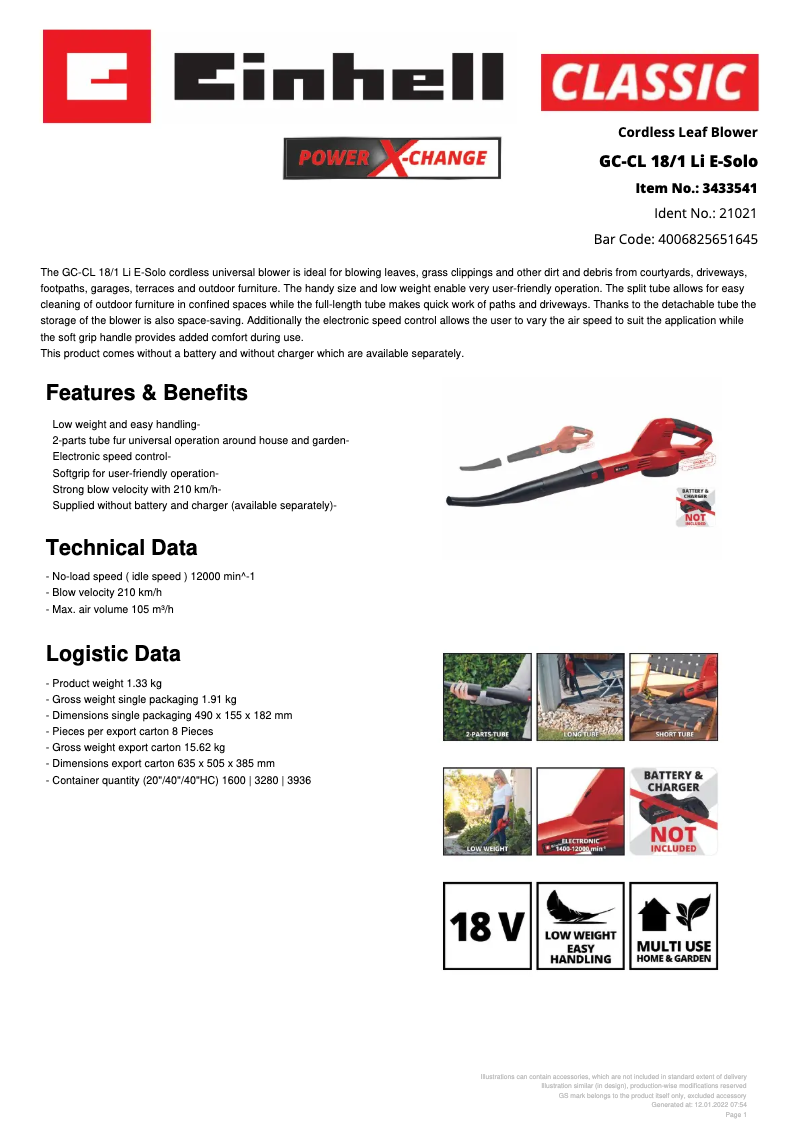 First page image of the manual for GC-CL 18/1 Li E-Solo