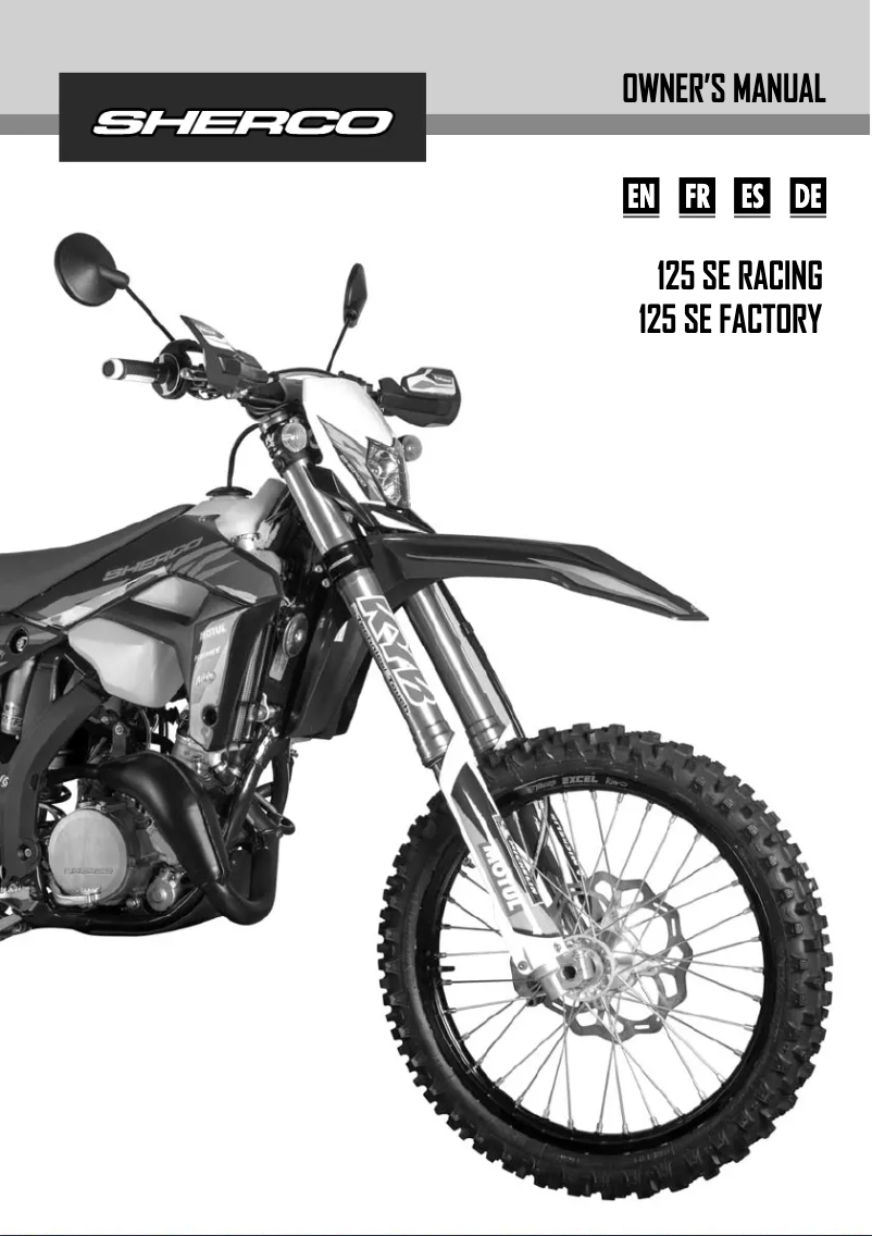 Page 1 of the manual User Manual Sherco 125 SE (2024)