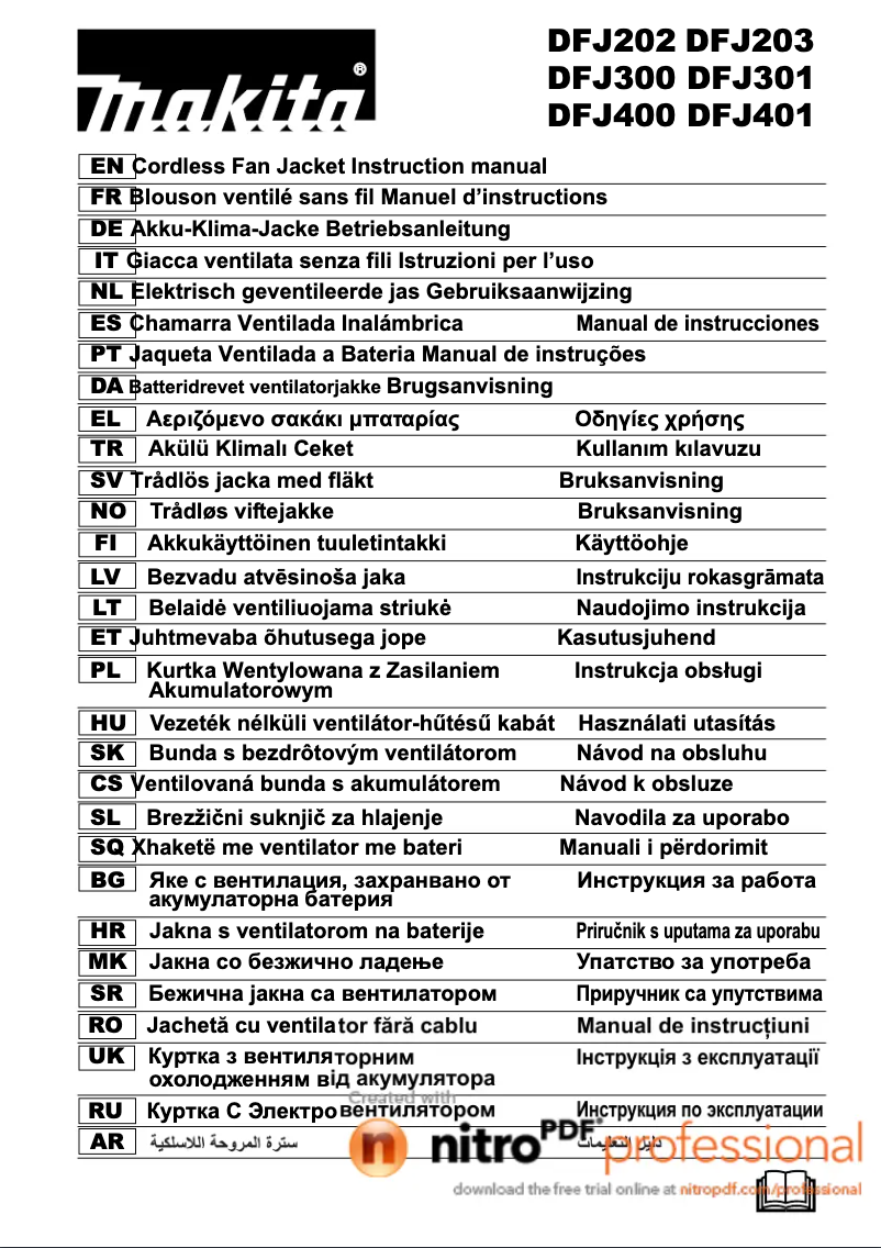 Page 1 of the manual User Manual Makita DFJ400Z