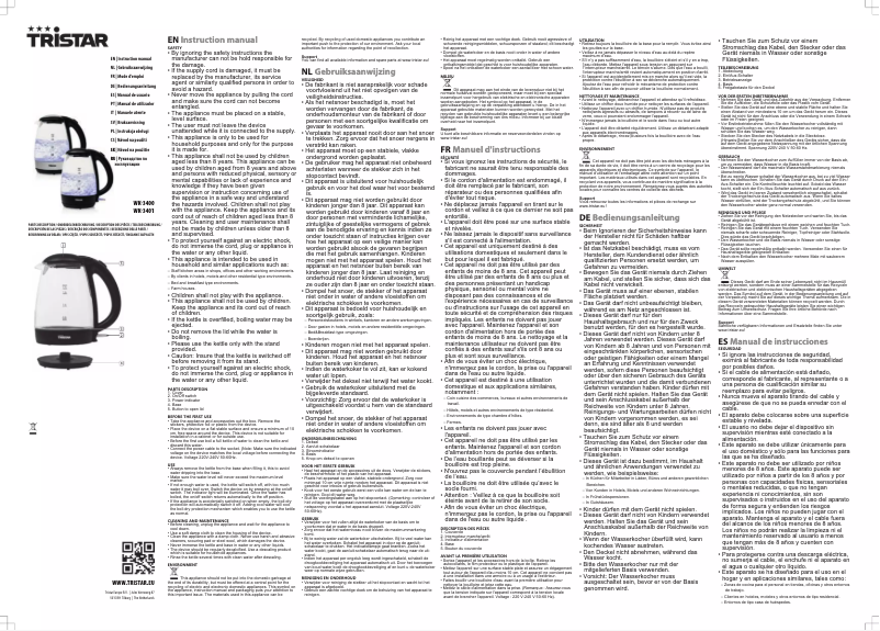 Page 1 of the manual User Manual TriStar WK-3400