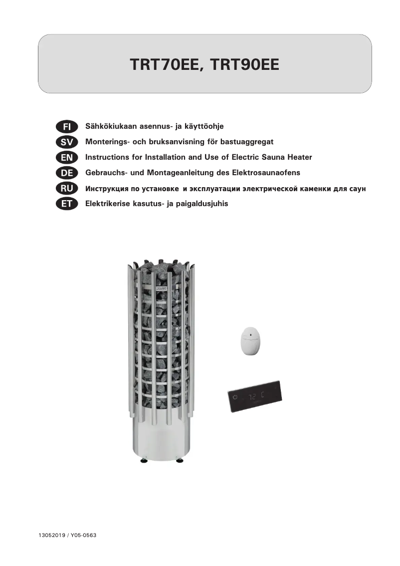 Page 1 of the manual User Manual Harvia Glow TRT90EE HTRT9004EE