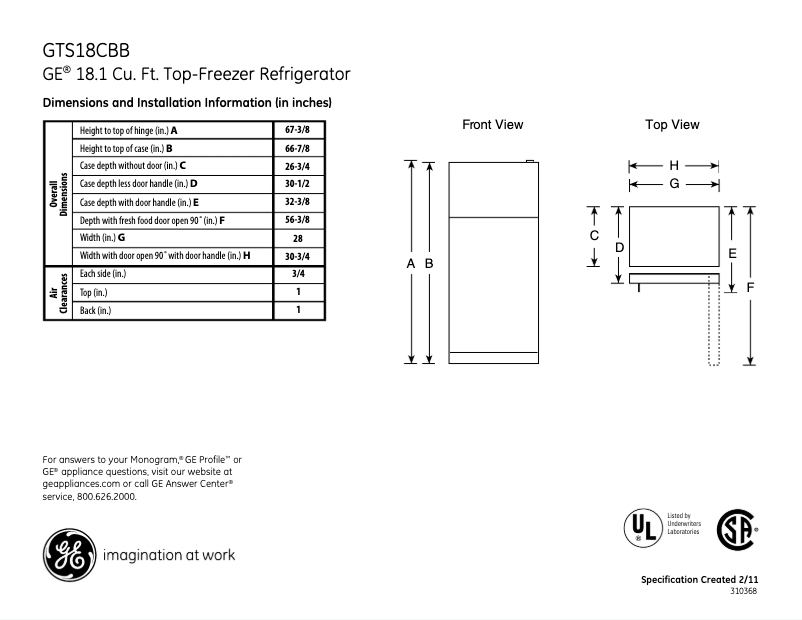 First page image of the manual for GTS18CBBBB