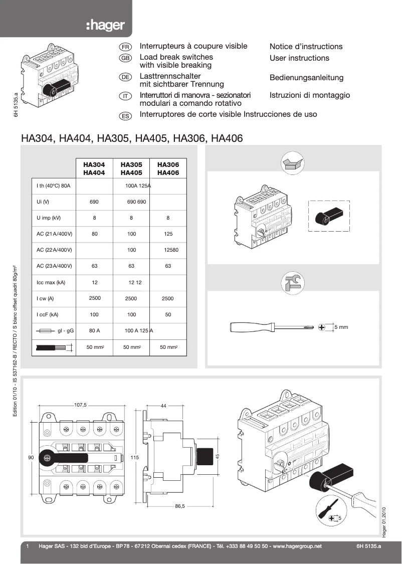 First page image of the manual for HA304