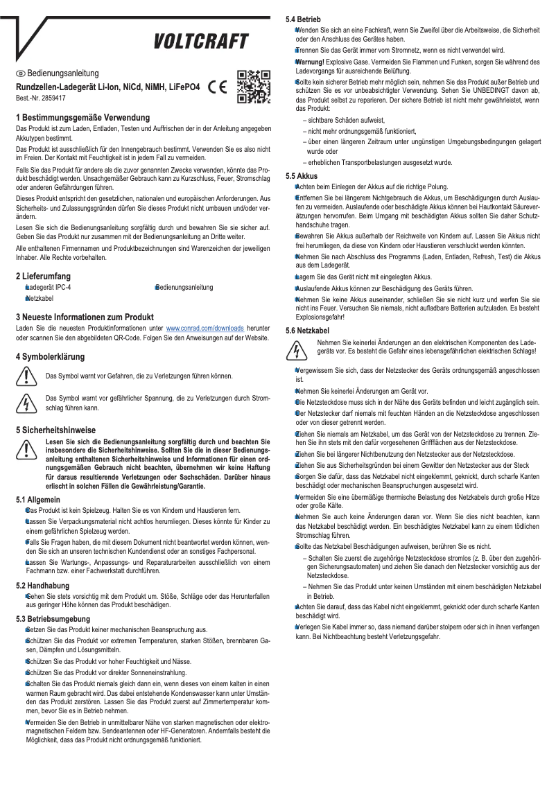 Page 1 of the manual User Manual Voltcraft IPC-4