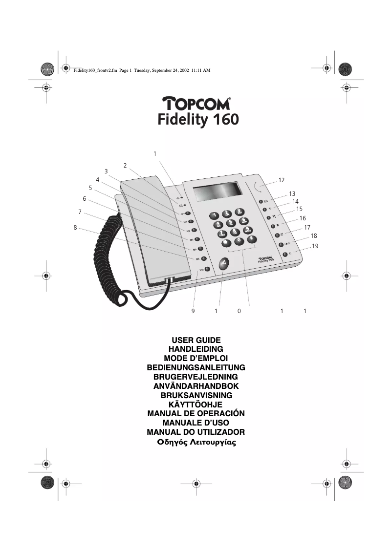 First page image of the manual for Fidelity 160