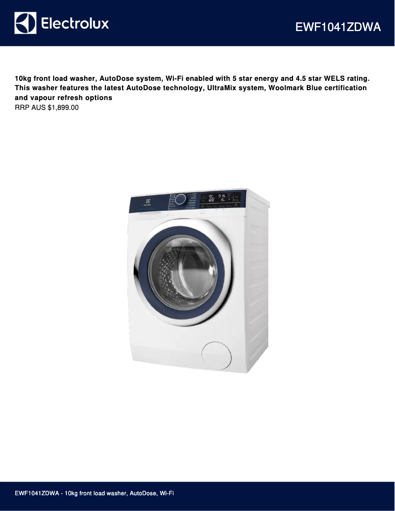 First page image of the manual for EWF1041ZDWA