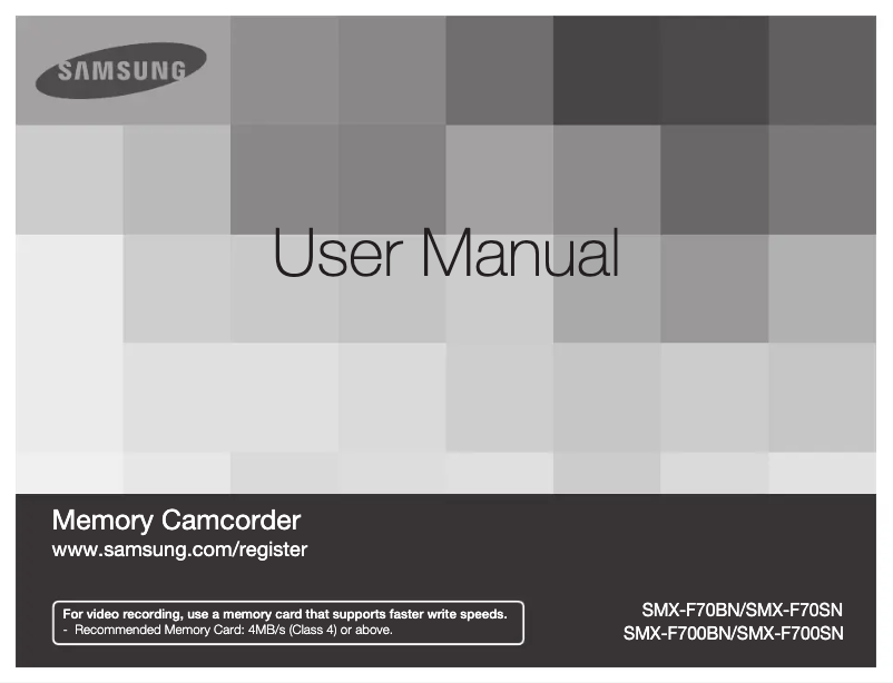 Page 1 of the manual User Manual Samsung SMX-F70BD
