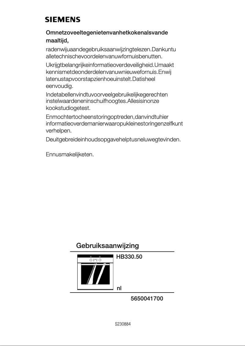 First page image of the manual for HB330650S