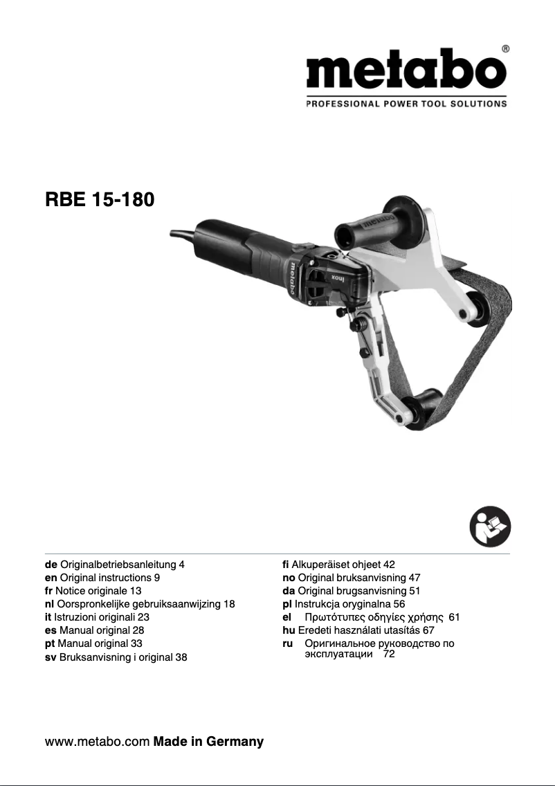 Page 1 of the manual User Manual Metabo RBE 15-180