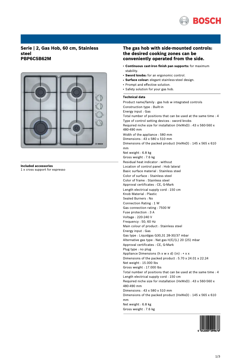 First page image of the manual for PBP6C5B62M