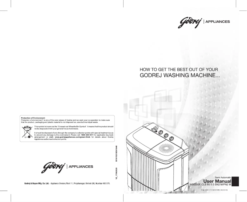 Page 1 of the manual User Manual Godrej WSEDGE CLS 80 5.0 SN2 M PN2 M