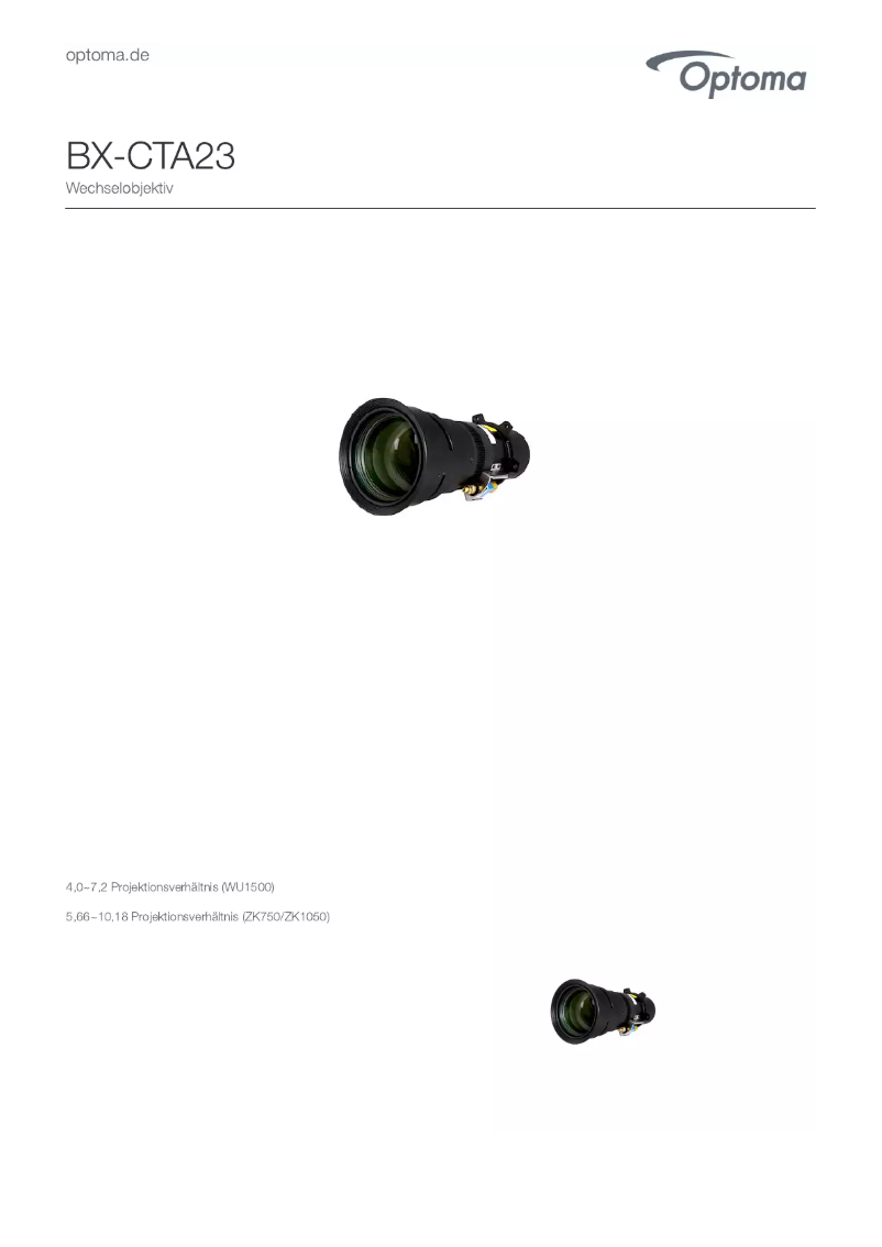 Page 1 of the manual User Manual Optoma BX-CTA23