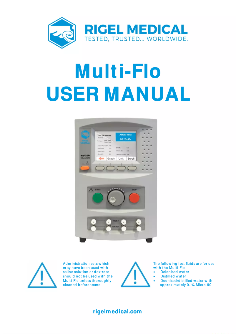 Page 1 of the manual User Manual Rigel Medical Multi-Flo