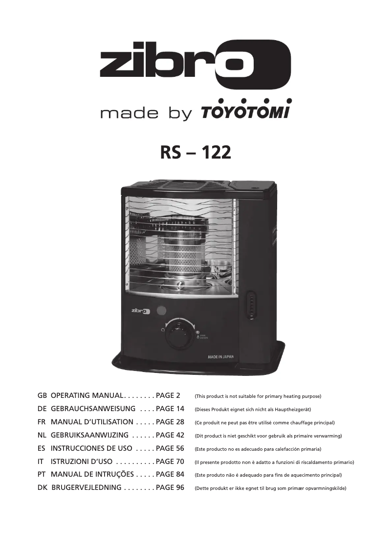 Page 1 of the manual User Manual Zibro RS 122