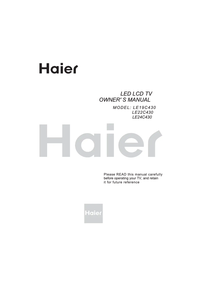 Page 1 of the manual User Manual Haier LET19C430