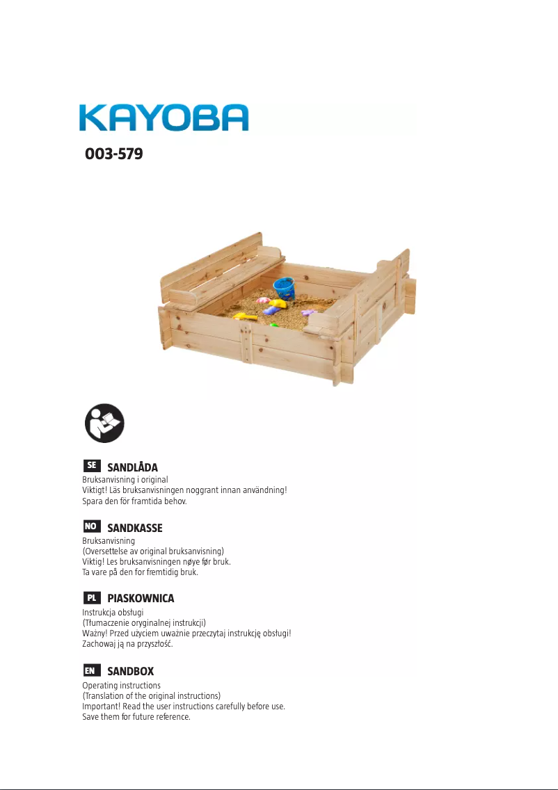 First page image of the manual for 003-579