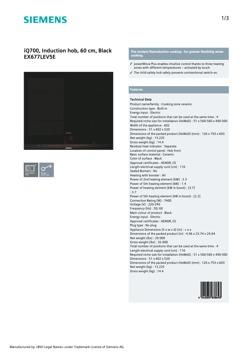 First page image of the manual for EX677LEV5E