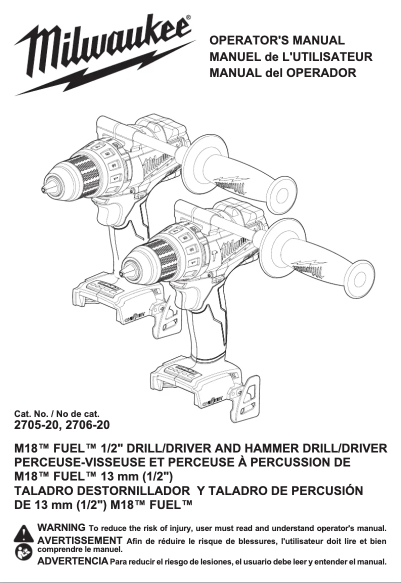 First page image of the manual for M18 Fuel ONE-KEY 2706-22