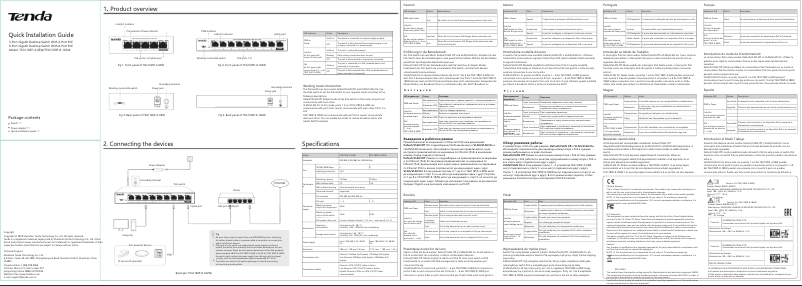Page 1 of the manual Installation Guide Tenda TEG1109P-8-102W