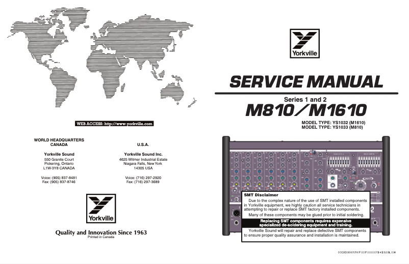Page 1 of the manual User Manual Yorkville M1610
