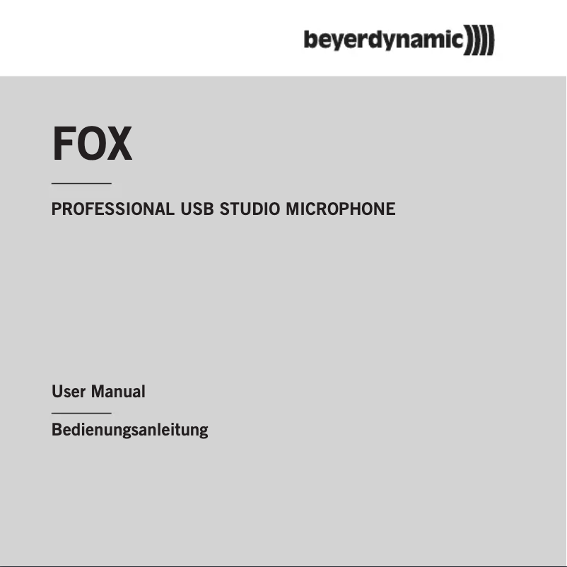 Page 1 of the manual User Manual Beyerdynamic Fox
