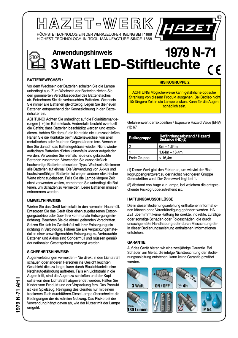 Page 1 of the manual User Manual Hazet 1979N-71