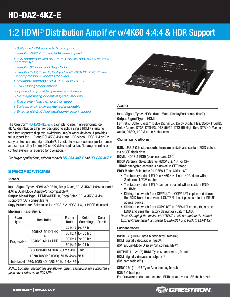 Image de la première page du manuel de l'appareil HD-DA2-4KZ-E