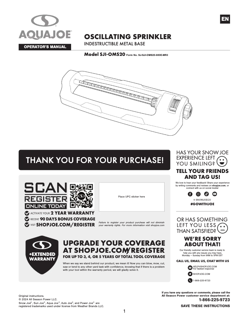First page image of the manual for SJI-OMS20