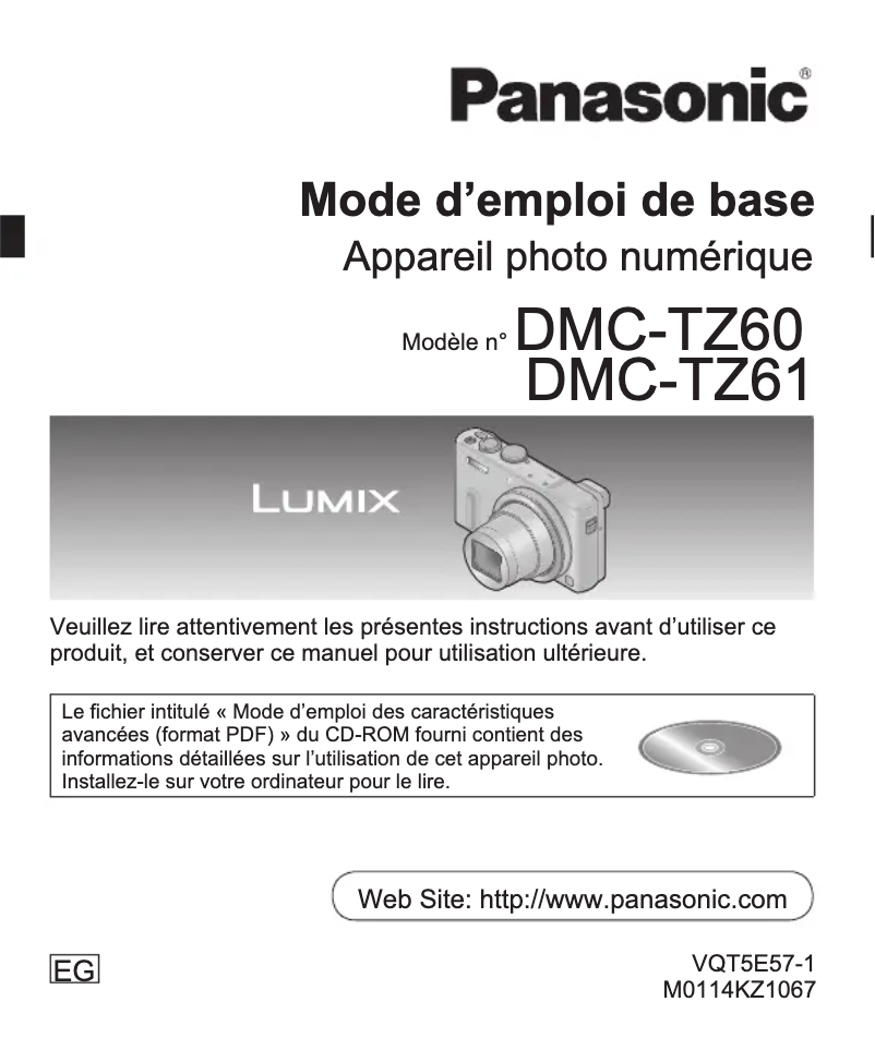 First page image of the manual for Lumix DMC-TZ61