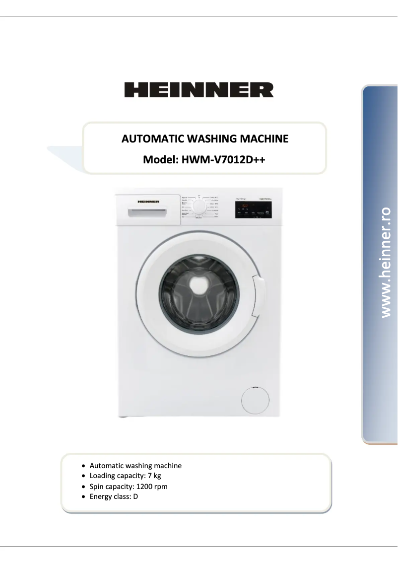 First page image of the manual for HWM-V7012D++