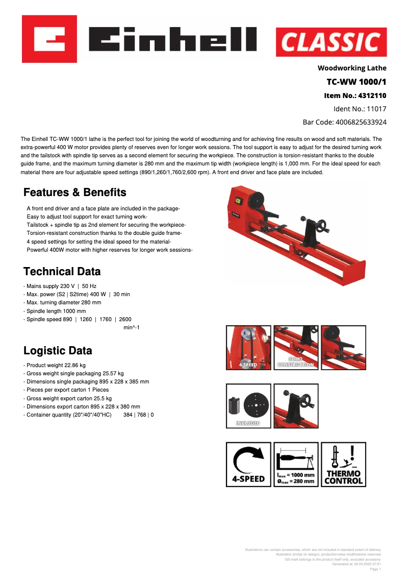 First page image of the manual for TC-WW 1000/1