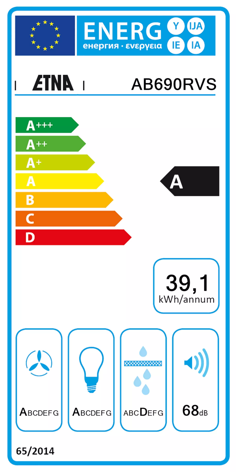 Page 1 of the manual Energy Label Etna AB690RVS