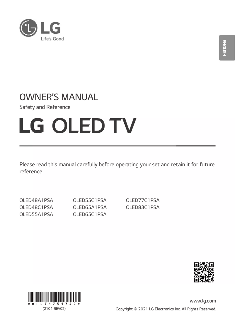 Page 1 of the manual User Manual LG OLED77C1PSA
