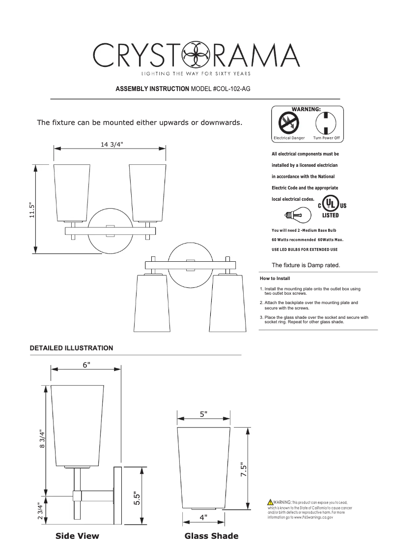 First page image of the manual for Colton COL-102-AG