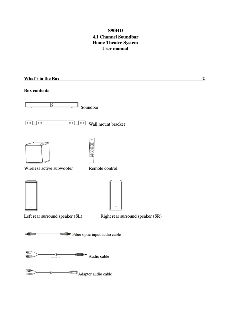 First page image of the manual for S90HD