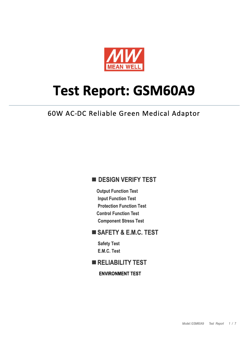 Page 1 of the manual Technical Sheet Mean Well GSM60A09-P1J