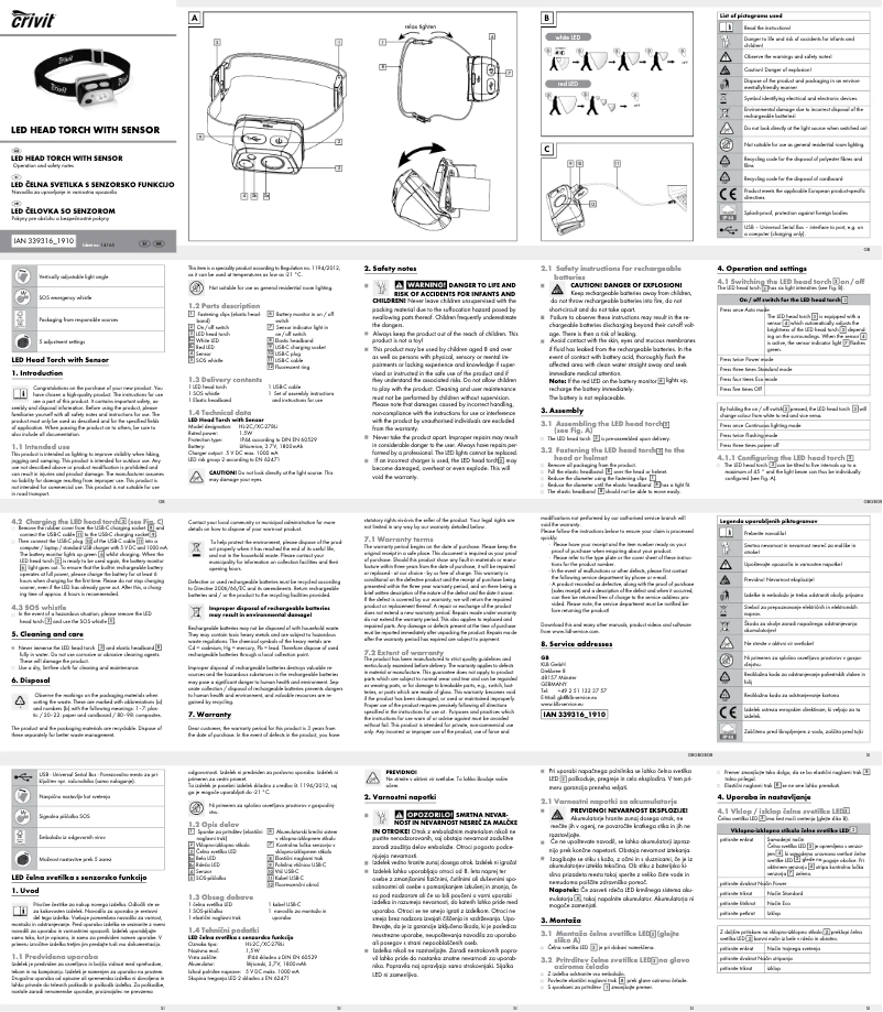 First page image of the manual for HL-2C