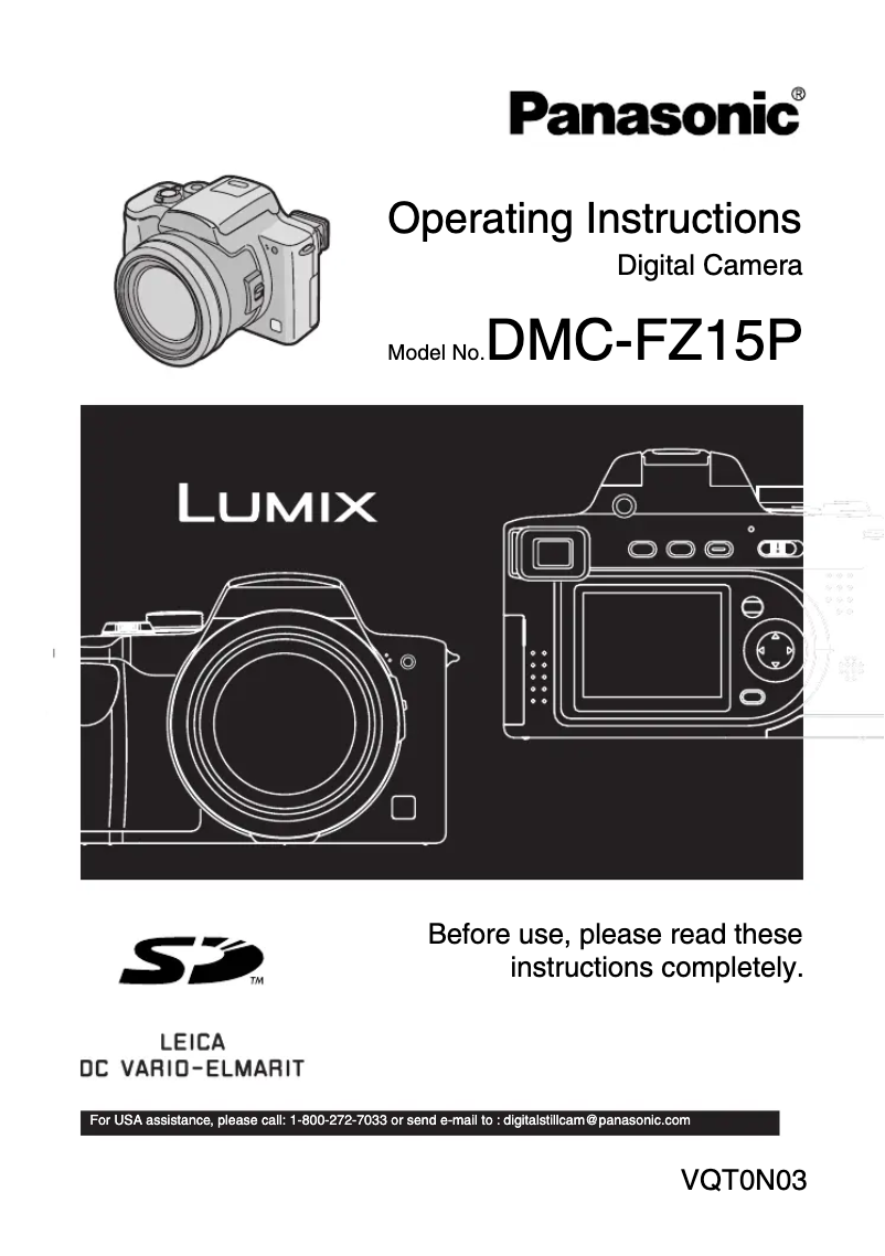 First page image of the manual for Lumix DMC-FZ15P