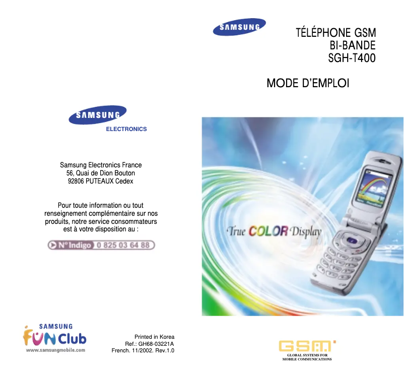 Page 1 of the manual User Manual Samsung SGH-T400