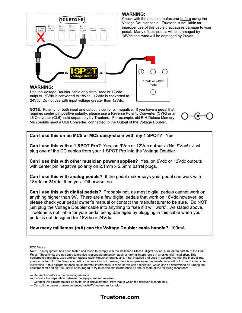 First page image of the manual for 1 Spot Voltage Doubler