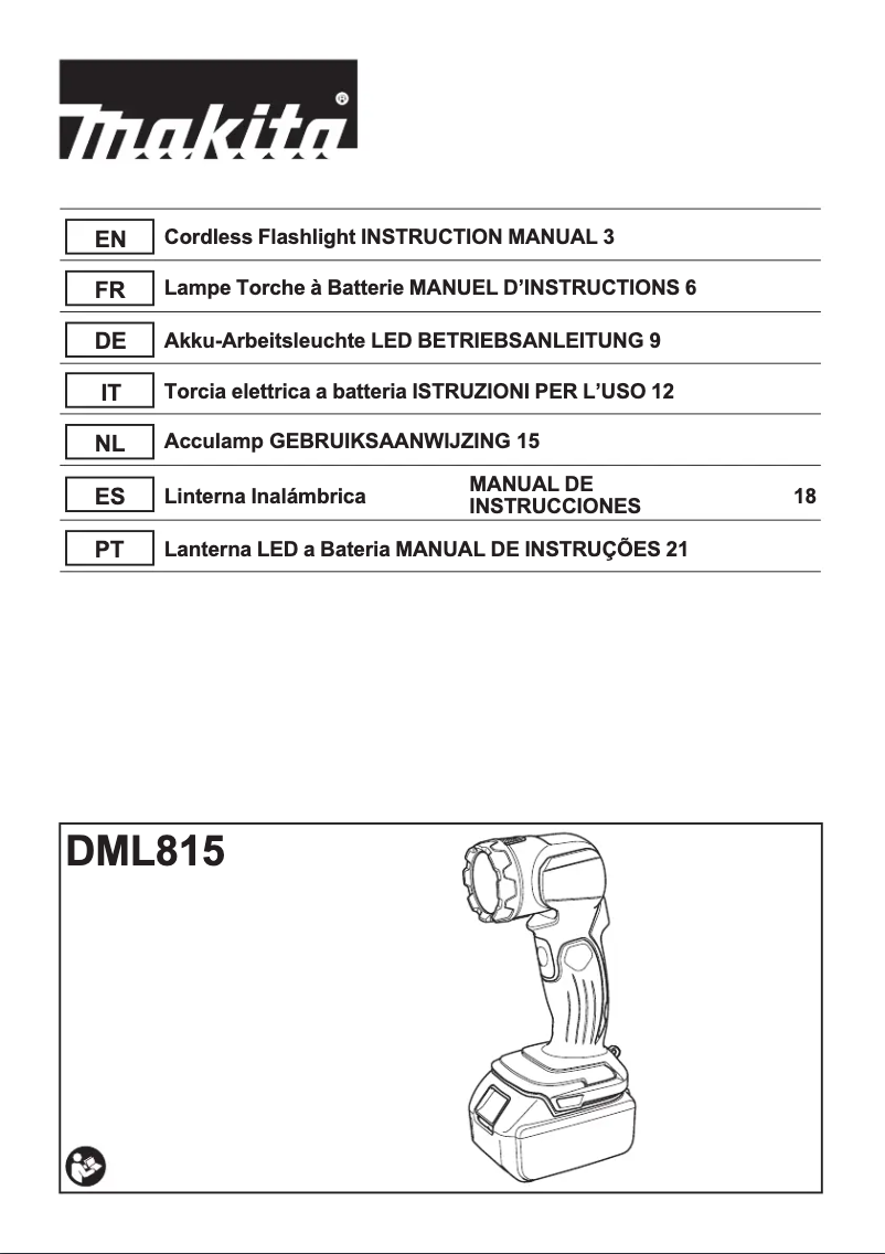 Page 1 of the manual User Manual Makita DML815
