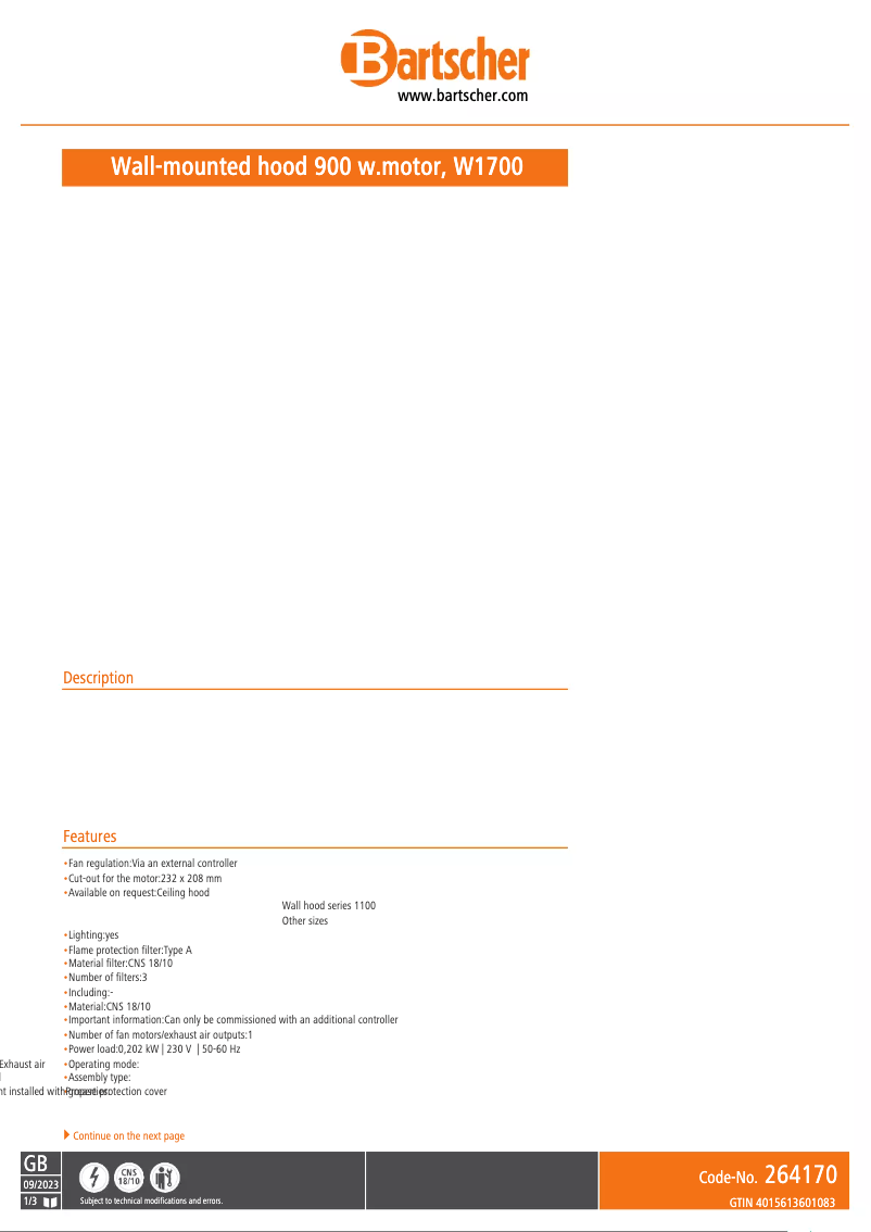 First page image of the manual for 264170