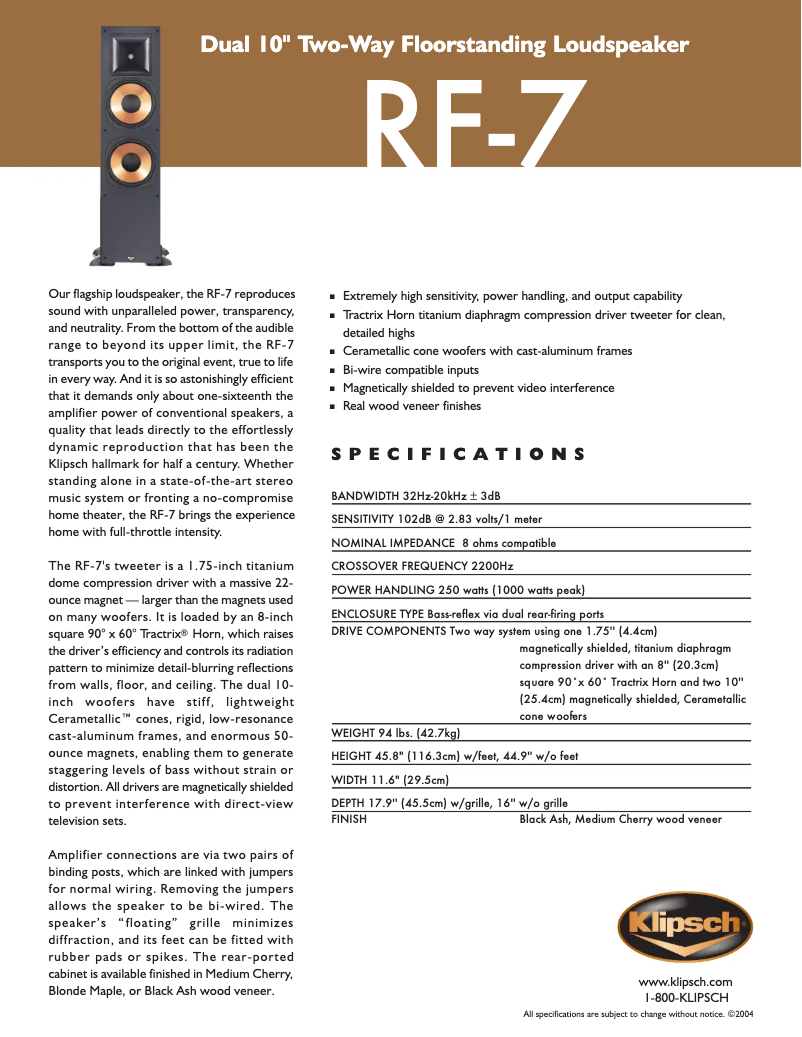 First page image of the manual for RF-7